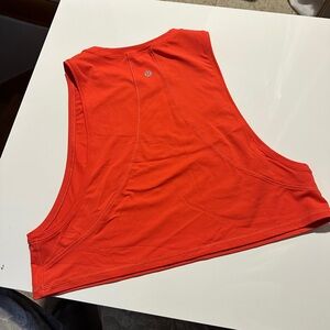 Lululemon Orange Red Cropped Tank Top Mesh Athletic Top Fits Small